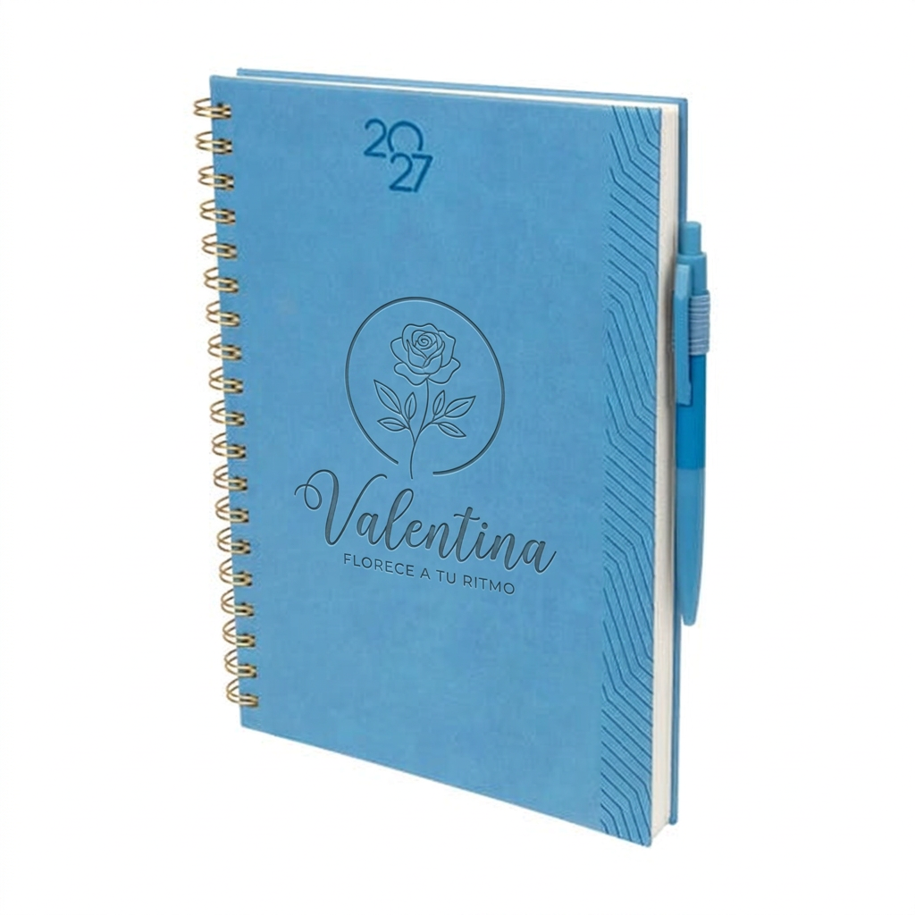 Agenda semanal 2027 personalizada | Azul cielo