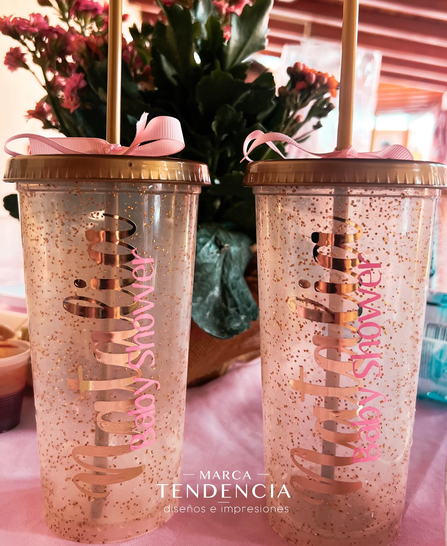 Vaso Glitter Dorado Personalizado