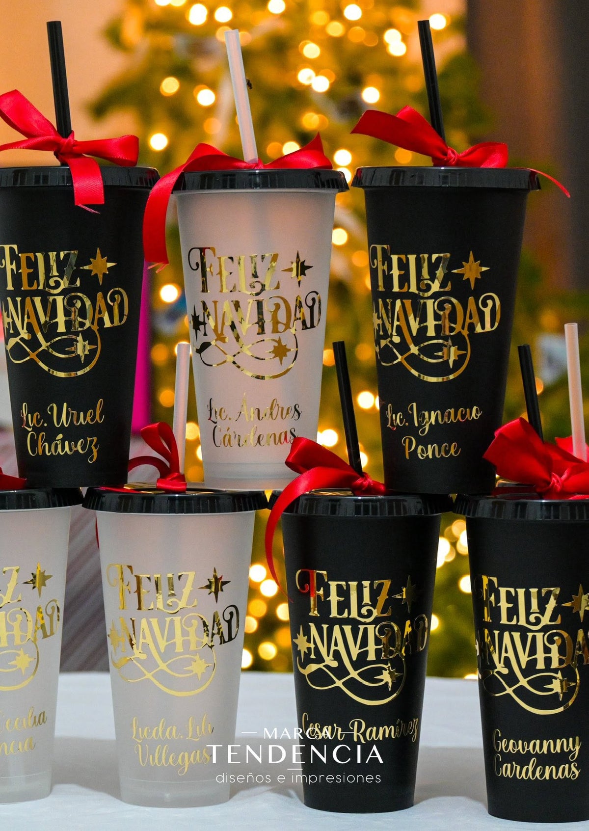 🎄 10 Vasos Navideños Personalizados con Nombre