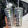 Vaso Glitter Plata con Nombre, Generación y Carrera - Desde 10 piezas