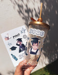 Vaso Glitter Dorado con Plantilla de Stickers para Personalización - Desde 10 pares