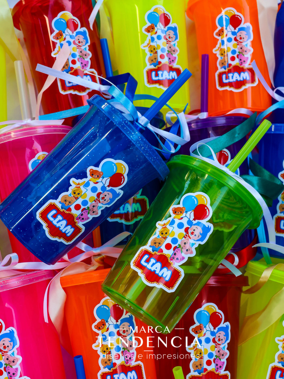 Vasos Personalizados Fiesta Infantil Con Sticker - Desde 10 Piezas