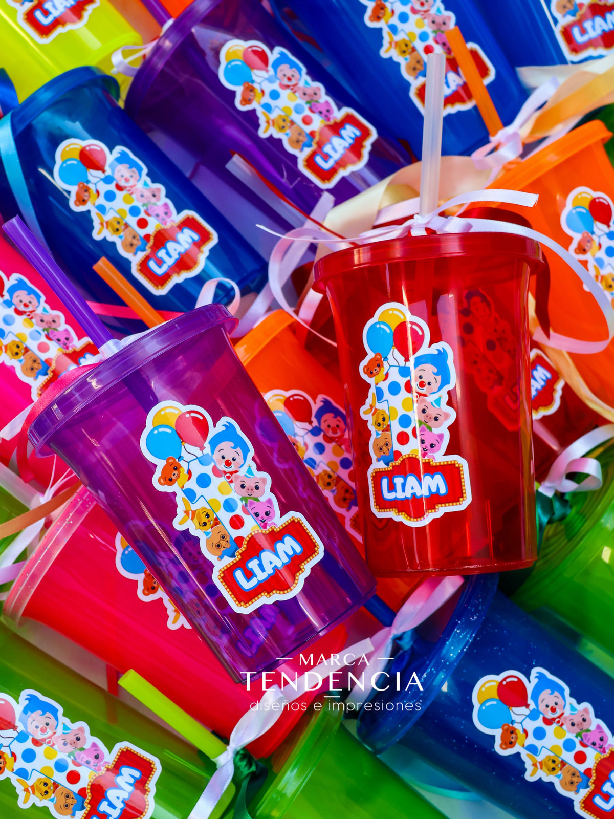 Vasos Personalizados Fiesta Infantil Con Sticker - Desde 10 Piezas