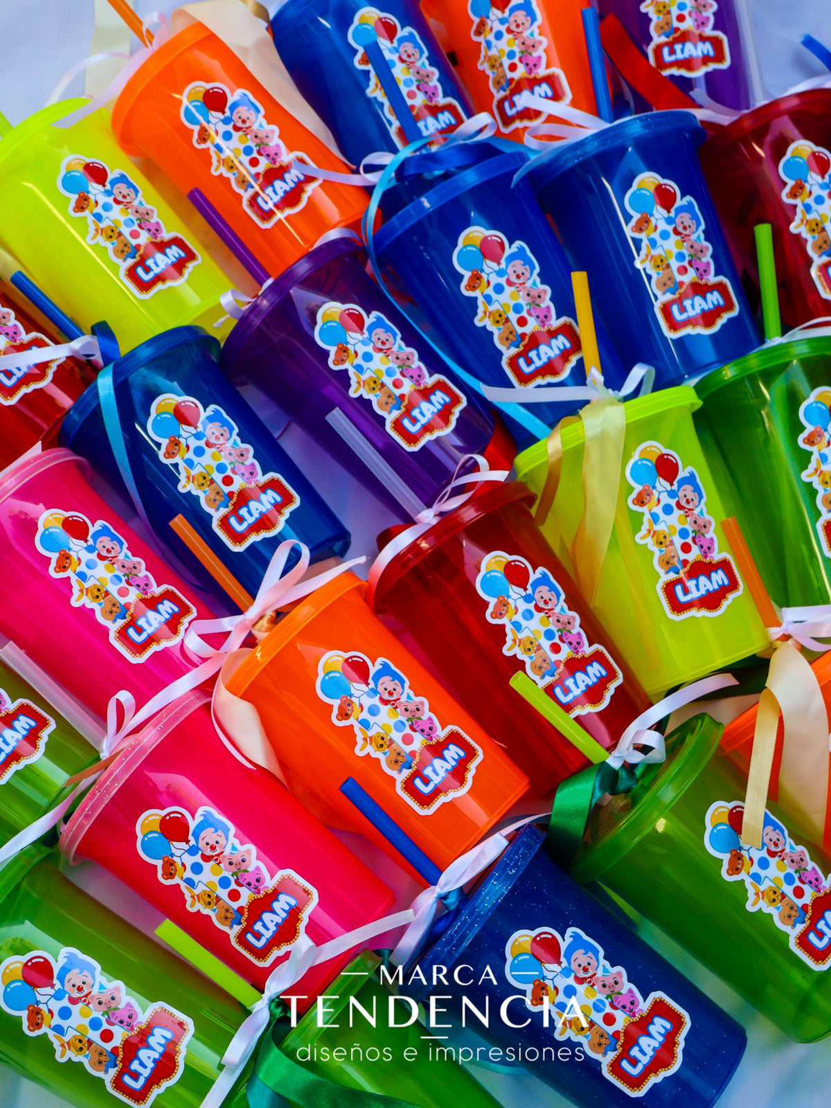 Vasos Personalizados Fiesta Infantil Con Sticker - Desde 10 Piezas