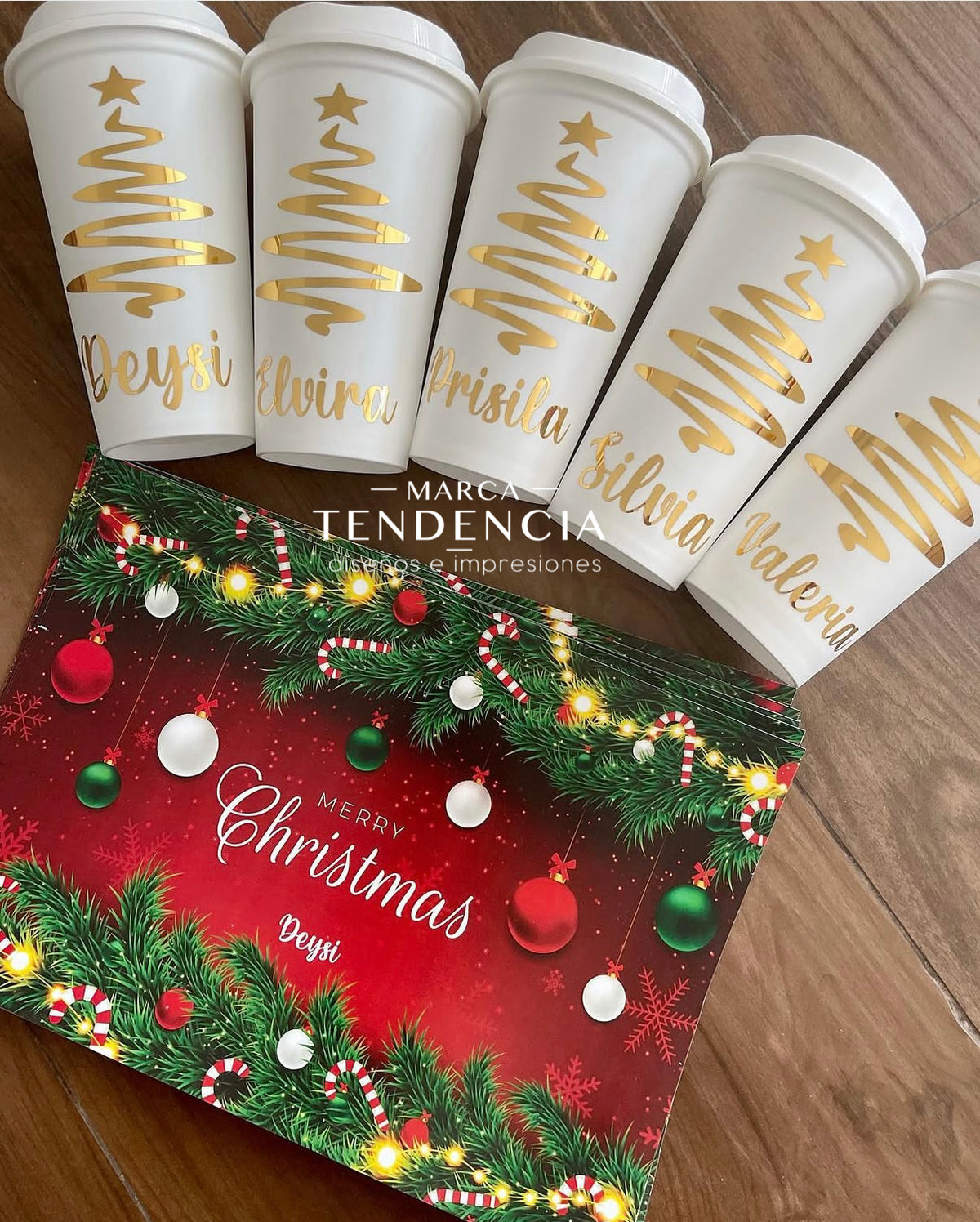 10 Cafeteros blanco con personalización dorado espejo