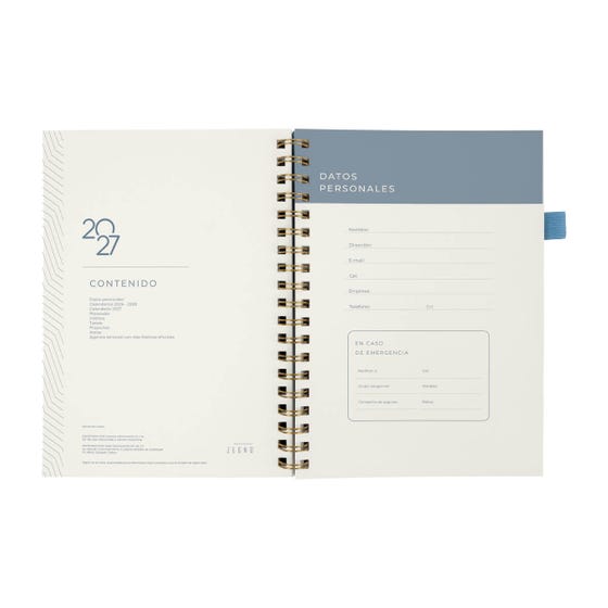Agenda semanal 2027 personalizada | Azul cielo